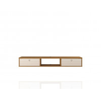 Manhattan Comfort 226BMC21 Liberty 62.99 Mid-Century Modern Floating Office Desk with 3 Shelves in Cinnamon and Off White